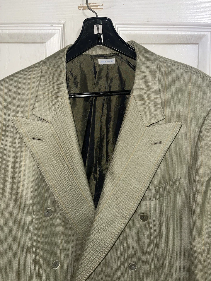 Chaqueta Blazer De Colección Brioni Napoleón Verde Seda y Cachemira Pico Solapa Para Hombres 42 52 Foto 2 de 4