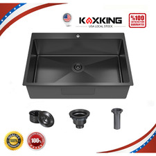 33 22 9inch Drop-in Kitchen Deep Sink Single Bowl Top-Mount Stainless Steel Sink