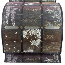 JAPANESE KIMONO BELT FUKURO OBI PURE SILK PURPLE ROKUTSU-GARA B3175