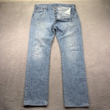 Levis 501 Jeans Mens 36x34 Blue Straight Button Fly American Light Wash Denim
