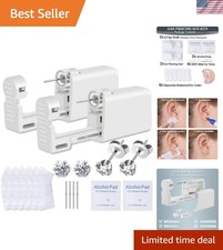 Safe  Easy Ear Piercing Kit: 2 Disposable Guns with Surgical Steel Studs 5mm