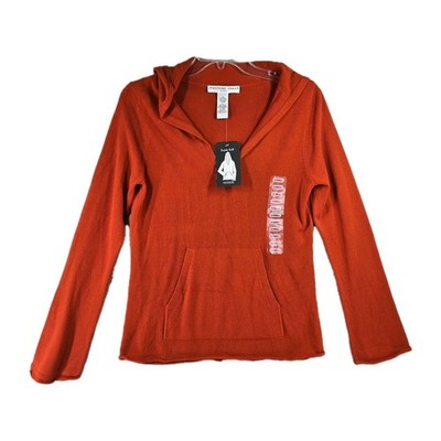 Josephine Chaus Womens Orange Super Soft Hoodie Sweater Pullover Size S NWT