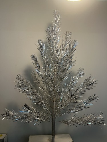 Vintage Aluminum Christmas Tree Sparkler 3 Foot W/ 25 Branches & Stand