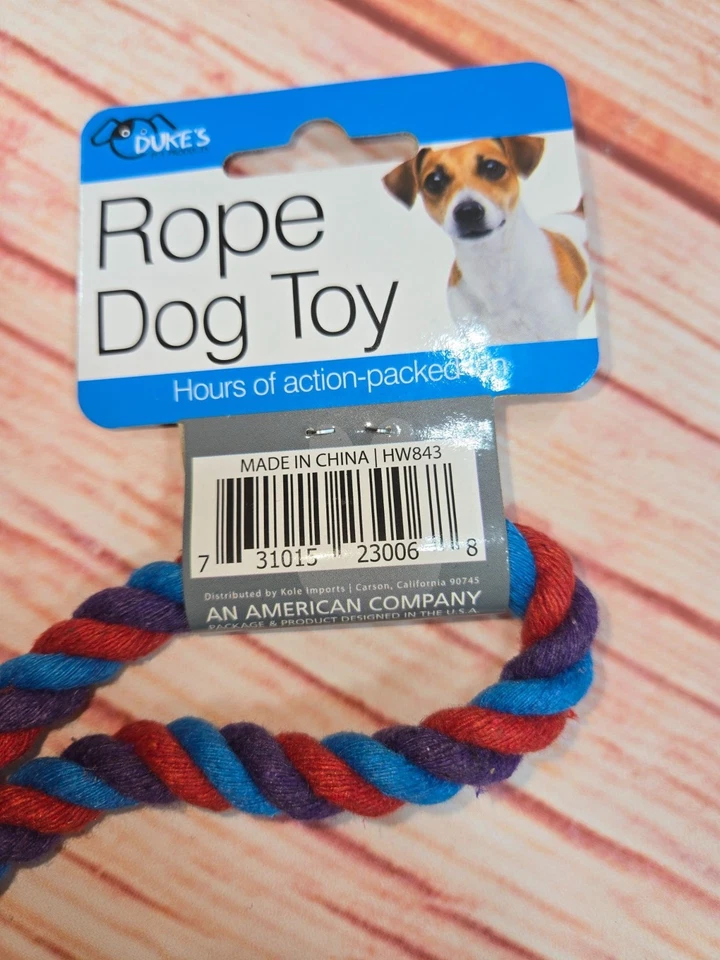 Paquete de 2 juguetes de cuerda anudados de algodón para perros Dukes Pet Products Foto 3 de 4