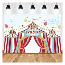 Blue Sky Red White Circus Theme Photography Backdrops Carnival Carousel Big T...