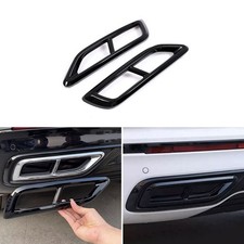 RHD 2x Black Muffler Exhaust Pipe Tail Cover Trim For VW Tiguan L 2020 2021 2022