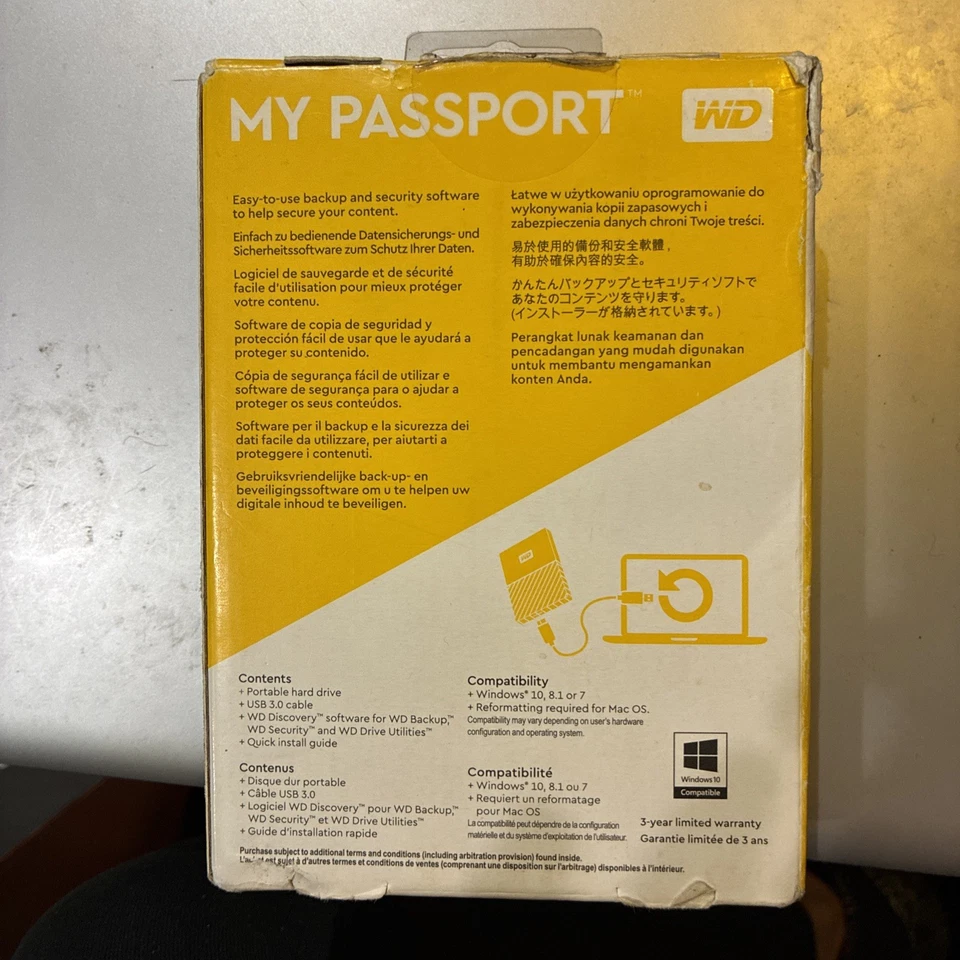 WD My Passport External Hard Drive 1TB PORTABLE STORAGE new/unopened - Image 2 of 3