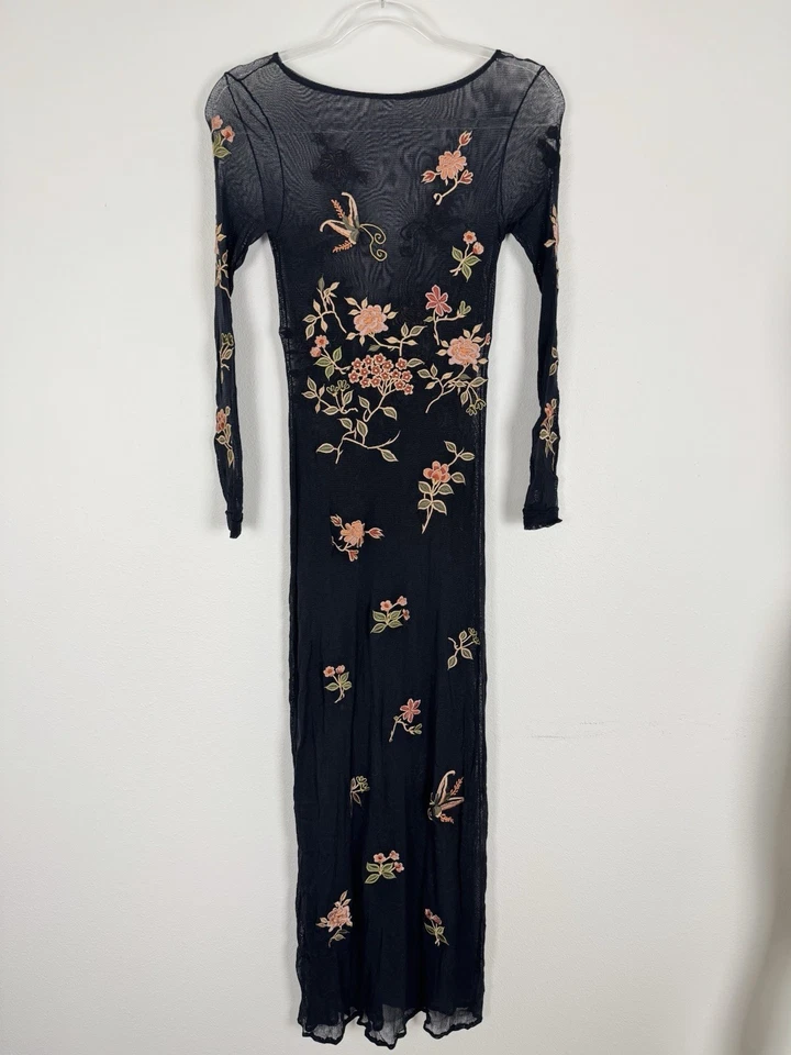 Maxi Vestido VIVIENNE TAM Años 90 Malla Negro Para Mujer’s XS Tigre Tigre Tibetano Lirio Foto 4 de 4