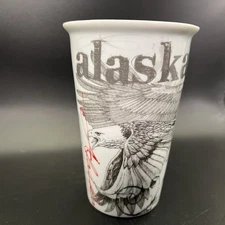 Alaska Souvenir White Glass - Artic Circle Enterprise Bald Eagle Alaska Frontier