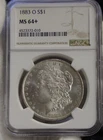1883 O US Morgan Silver Dollar $1 NGC MS64+