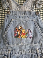 NWT VINTAGE WINNIE THE POOH DISNEY CATALOG STITCHED DENIM OVERALLS SIZE Kids 7/8
