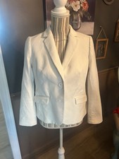 Talbots Blazer Size 6P White Textured One Button Petite