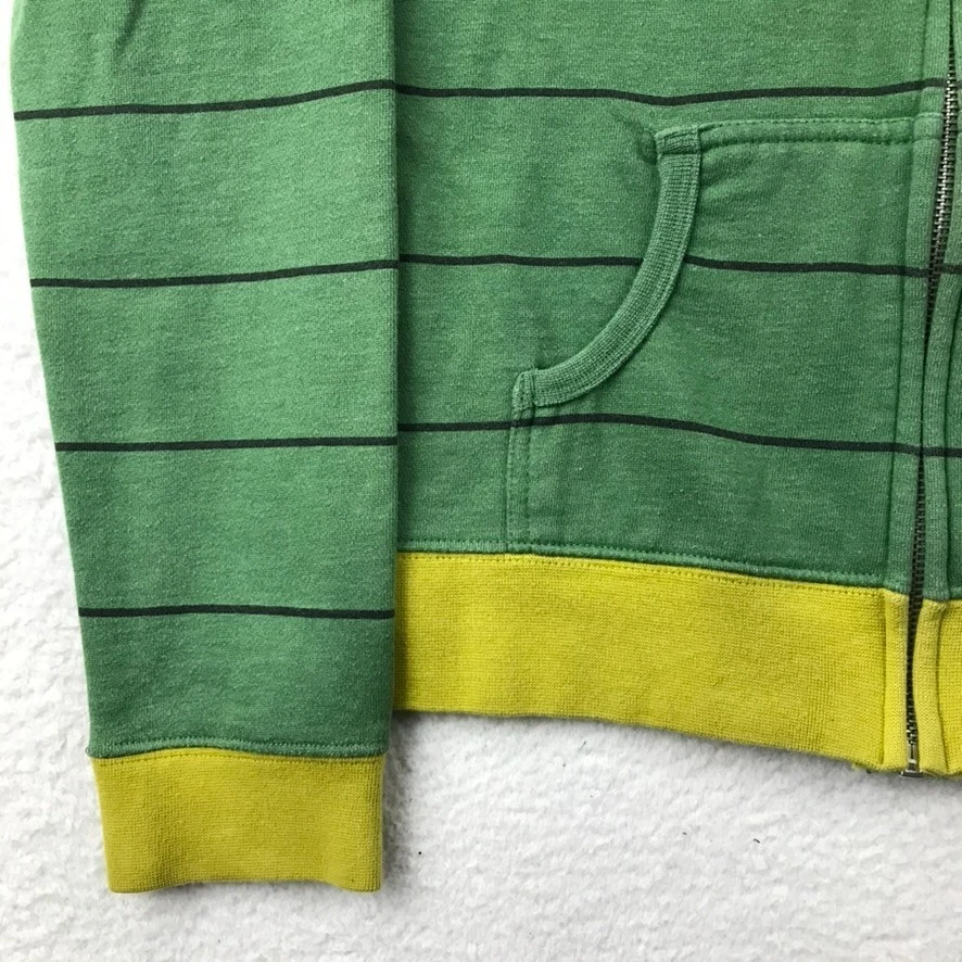 Vintage Y2K Billabong Hoodie Women's Medium Green Striped Full Zip Surf Skate - Image 4 of 4