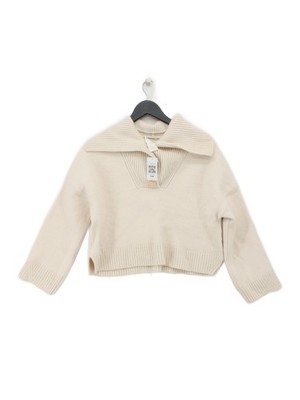 Ba&sh Damen Pullover M Creme Wolle mit Polyamid Kragen Pulli