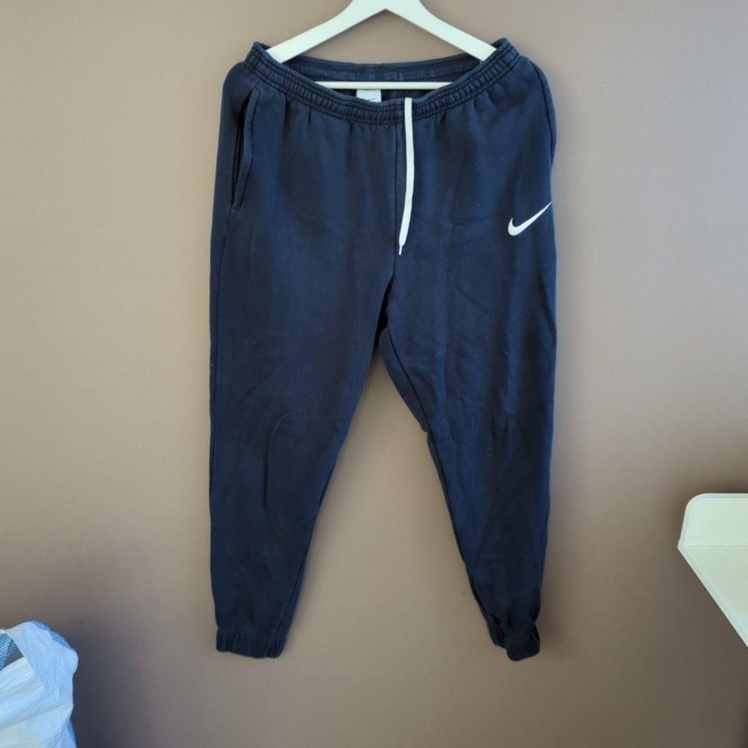 Nike Sweatpants Mens Medium Blue Fleece Joggers Elastic Waist Cuffed Logo Winter