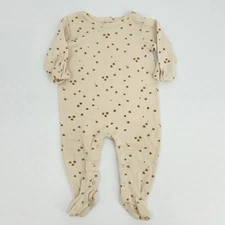 Rylee + Cru Baby Girls 100% Cotton Star Print Footed Pajamas Size 12-18M Cream