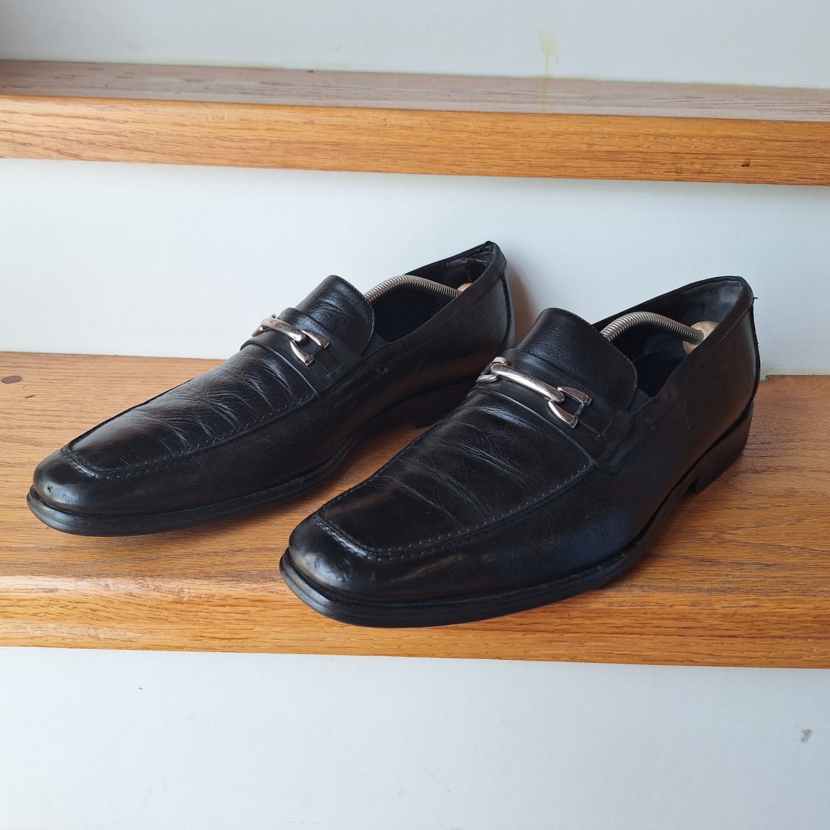 Bruno Magli Mens Sz 13 D Black leather horsebit loafers 