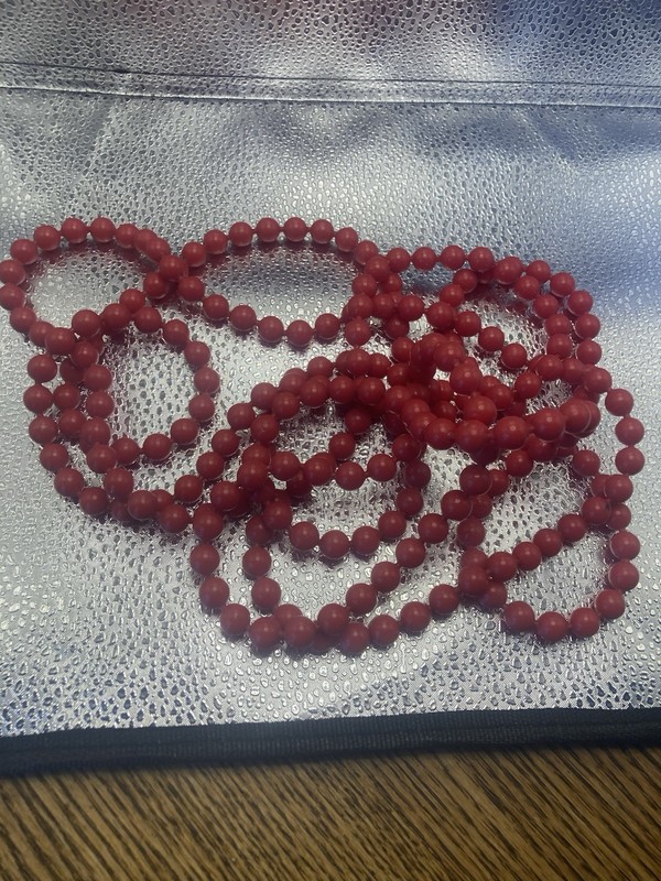 Vintage Red Poppit-Pop Beads/Double Strand 25 1/2 Inches Long/1960’s