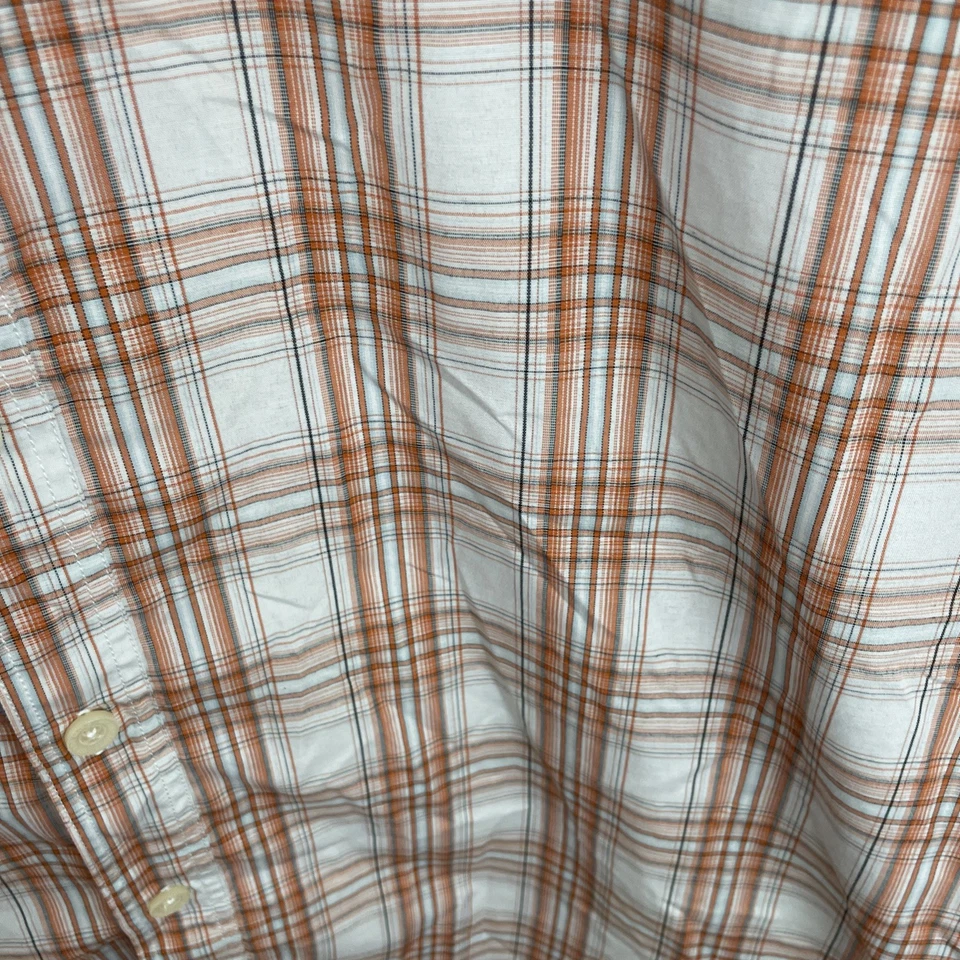Camisa Akademiks Para Hombres 4XL Naranja A Cuadros Manga Corta Botón Mezcla Algodón * Foto 3 de 4