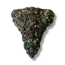 Art Deco Multicolored Rhinestones Dress Fur Scarf Clip European