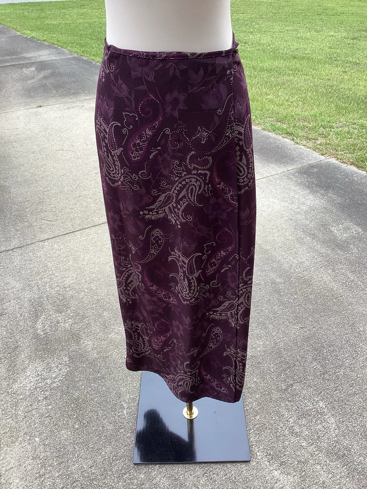 Женщин сердце душа темно-бордовый цветочный и пейсли макси кнопка надежном юбка размер M - Изображение 3 из 4