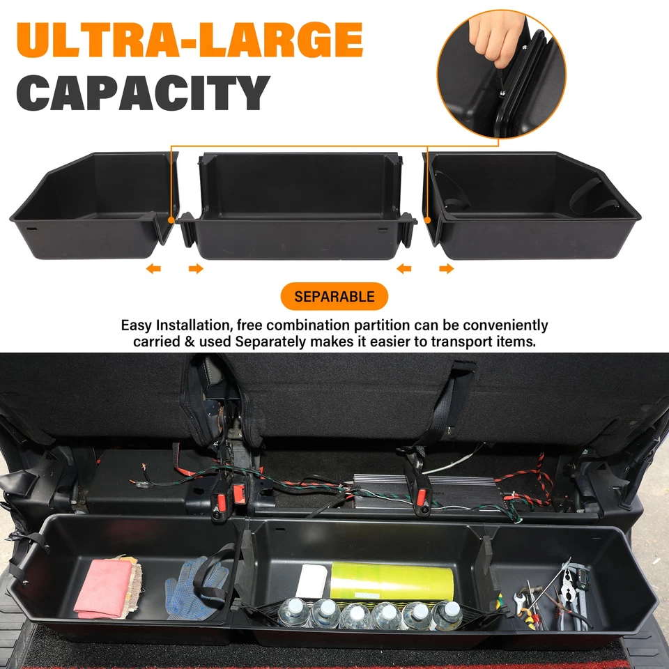 3-in-1 Under Seat Storage Box for 2015-2025 Ford F-150 F150 SuperCrew/Crew Cab Foto 3 de 4