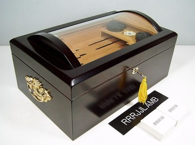Duomo Cedar & Glass Dome Top CIGAR HUMIDOR Holds 150 Cigars in MINT Condition
