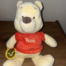 12" DISNEY WINNIE THE POOH BABY SOFT BABY RATTLE STUFFED PLUSH Lovey Crinkle Ear