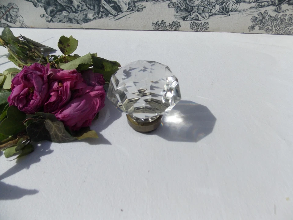 ANCIENNE GROSSE POIGNEE DE PORTE CRISTAL - Photo 2/2