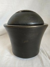 Pot à tabac « Longchamp », céramique et cuir – circa 1960