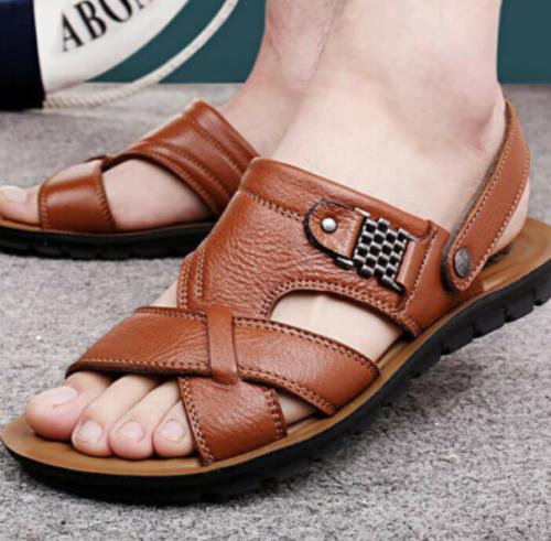 PANTOFOLA D’ORO Sandali uomo in pelle casual punta aperta ciabatte scarpe da spiaggia