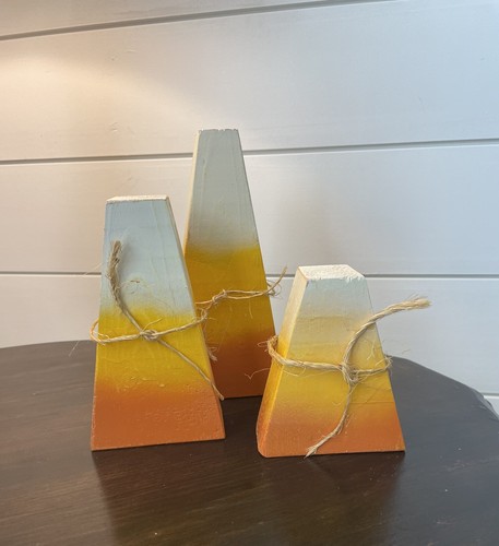 Handmade Wooden Fall Decorations Candy Corn Set of 3 Halloween ...