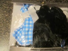 NATIVE AMERICAN WIG BRAIDS BLACK BLUE BOW HALLOWEEN COSTUME
