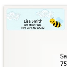 Happy Bee Day Birthday Party Personalized Return Address Stickers - 27 labels