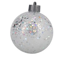 LED Christmas Ornaments  -Silver Glitter Shatterproof Balls.Multi-colored lights