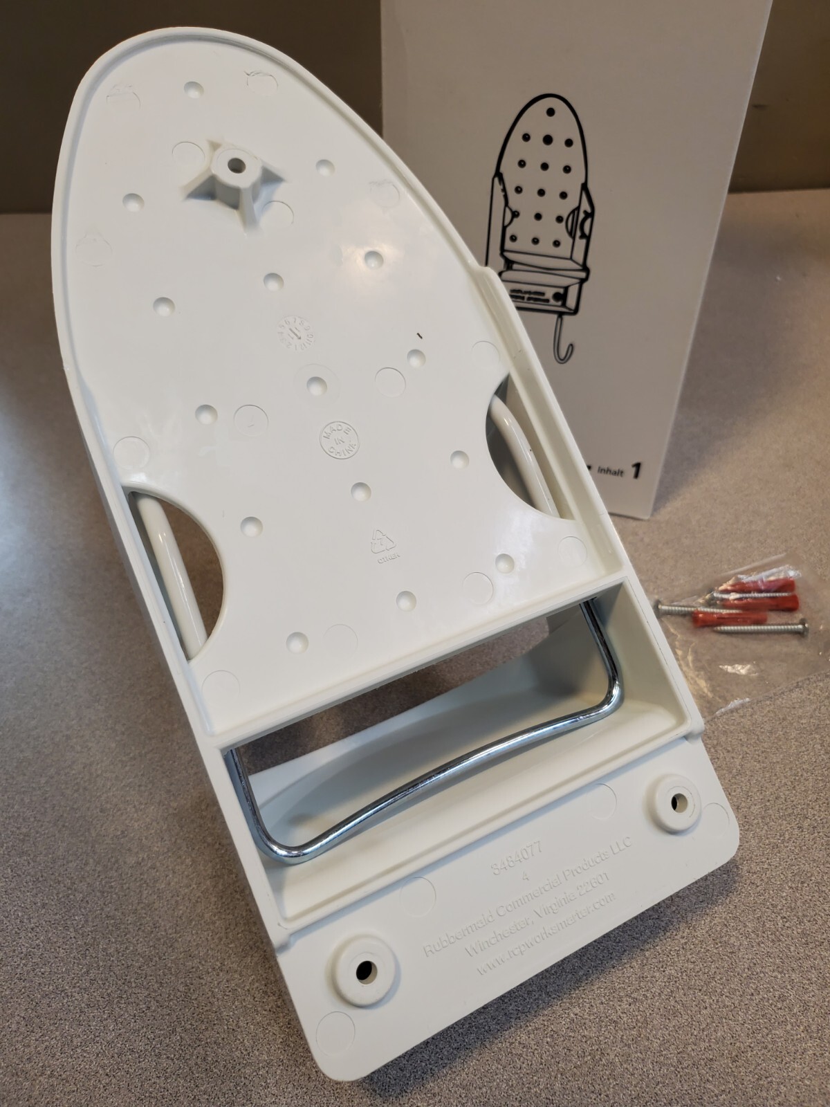 Rubbermaid 2455-06 Commercial Wall-Mount Iron Ironing Organizer, Solid White