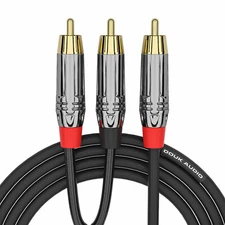 Douk Audio OFC 1-Male to 2-Male RCA Cable for Subwoofer / Amplifier Gold-plated