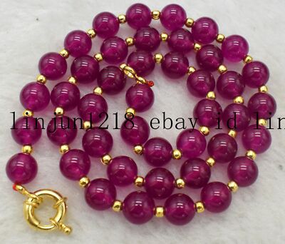 NEW 6/8/10/12mm Rose Red Jade Gemstone Round Beads Necklace 18'' AAA