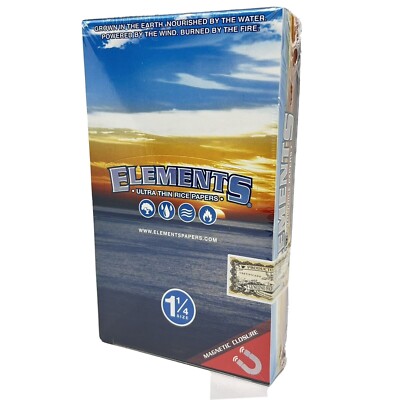 Elements 1 1/4 (1.25) 25 Pack Display Box Rolling Paper Ultra Thin Rice Sealed