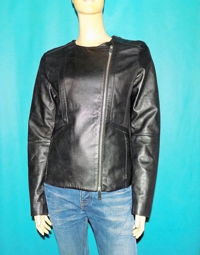 Giacca PINKO Bi Materiale Pelle Agnello Nero Taglia - Picture 2 of 8