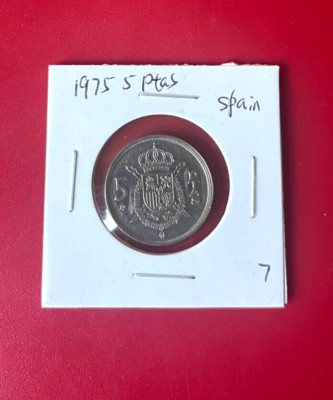 1975 5 PTAS SPAIN COIN - NICE WORLD COIN !!! 