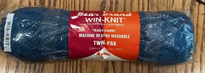Bear Brand Win-Knit yarn, Dark Teal Blue Twin Pak 2 skeins 4 ply Acrylic