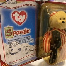 TY Beanie Baby Spangle the Bear McDonalds NIP USA flag Red White Blue
