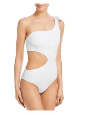 Aqua Swim L127811 Womens White One-Shoulder Monokini Swimsuit Size Large