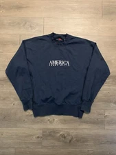 VTG 90s Perry Ellis America Fleece Sweatshirt Mens Medium Embroidered Crewneck