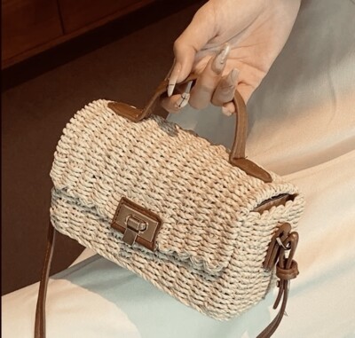 Summer Straw Shoulder Bag Clutch Crossbody Top Handle