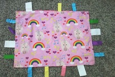 Baby Jack Unicorn Security Blanket Rainbow Pink Minky Dot Lovey Tags Sensory Toy
