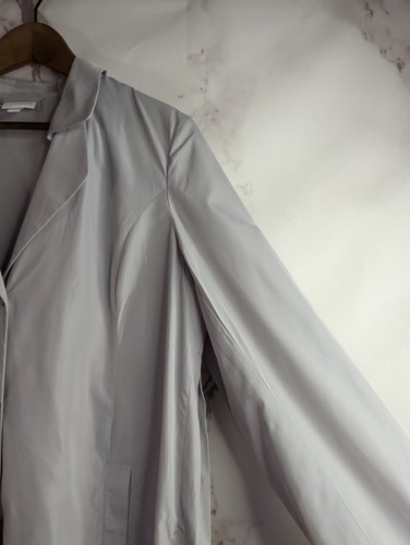 J Jill Windbreaker Shirt Womens Medium Gray Pleat Collar Anora Rain Jacket - Picture 12 of 12