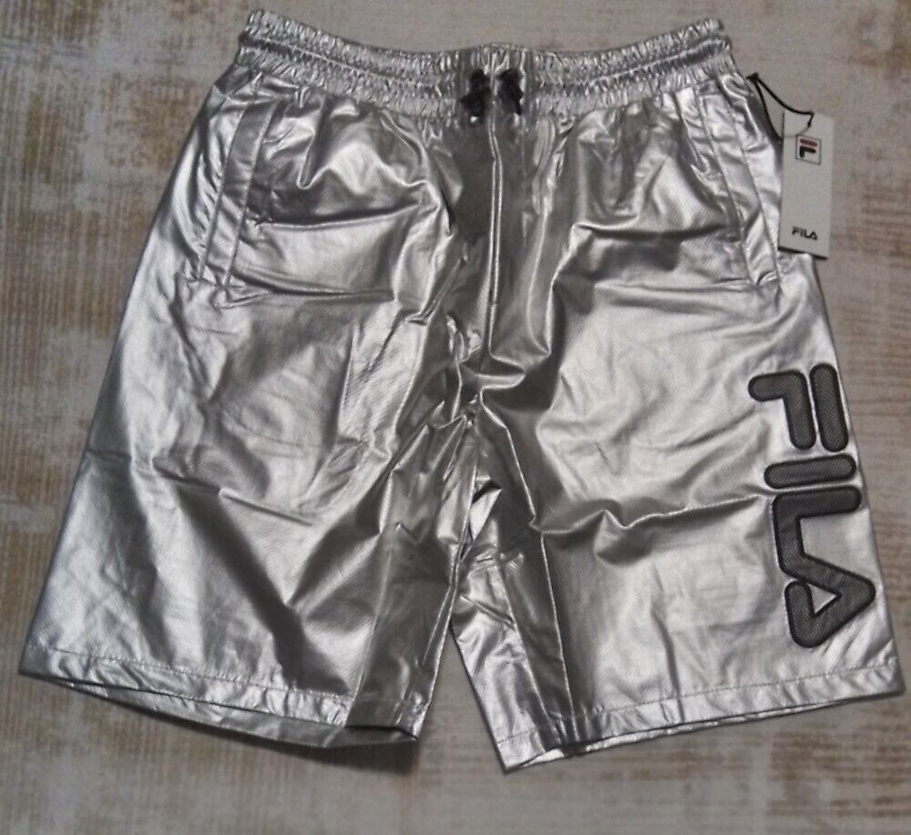 New Fila Wallie Shorts Mens Large Silver & Black LV Raiders Colors