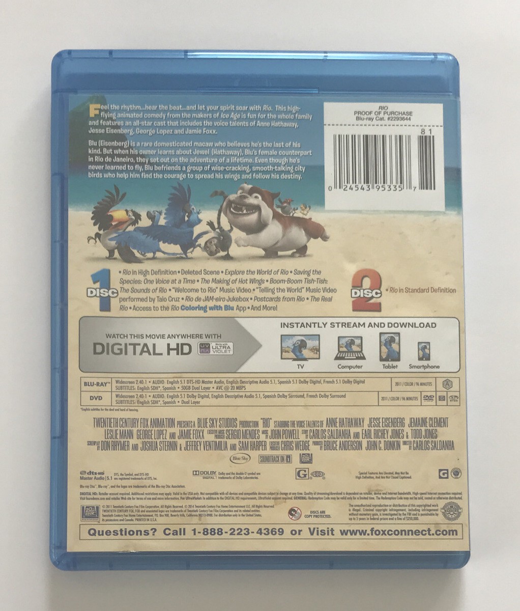 Rioページ Rio (Blu-ray/DVD, 2011, 2-Disc Set) 24543953357| eBay